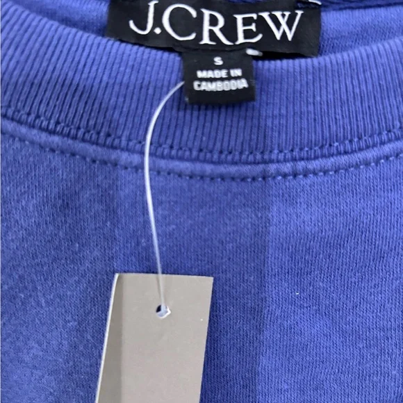 NWT J. Crew Women's Navy Sweatshirt with White Floral Detail - Picture 2 of 3
